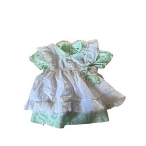 Mayfair mint green infant dress sheep appliqué lace